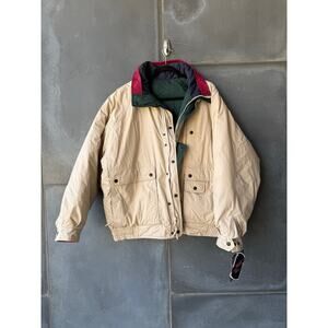 DEADSTOCK Vintage 90s GANT Reversible  Bomber Down Jacket- Beige  XL NWT